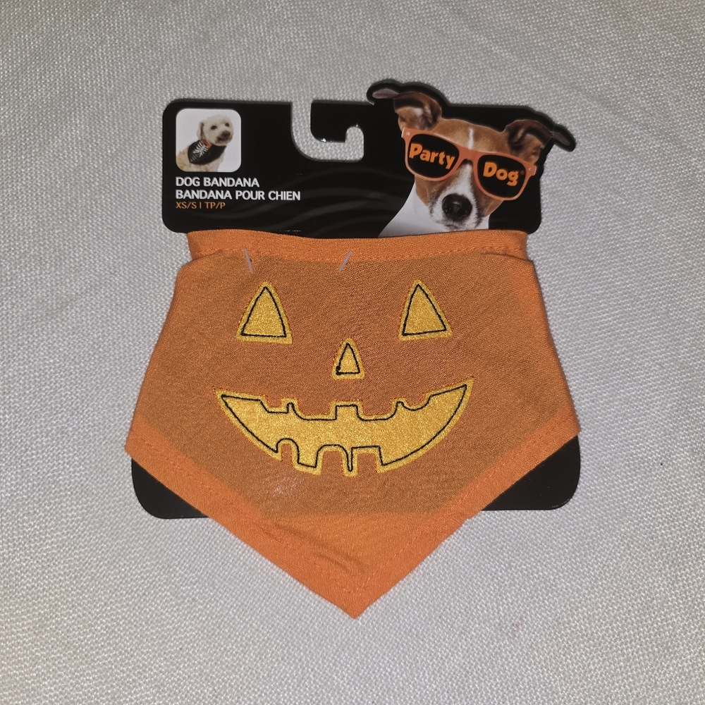 Party Dog Sz. XSmall - Small Orange Pumpkin Dog Bandana